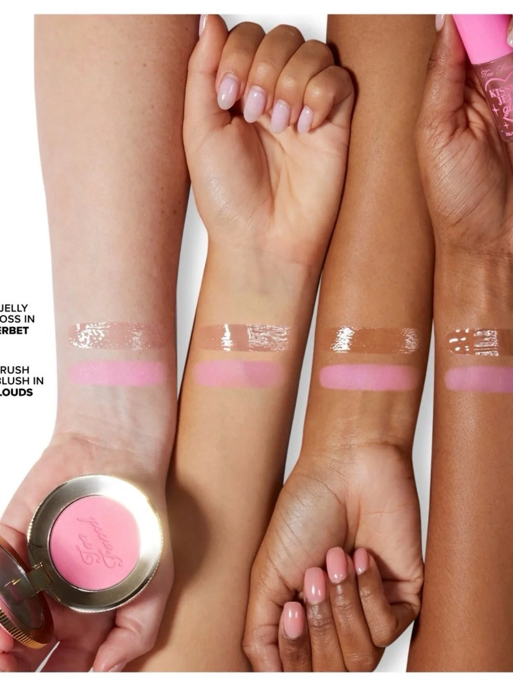 Too Faced Pink Blush & Juicy Pink Kissing Jelly Gloss Set